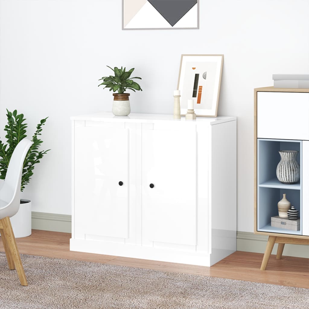 NNEVL Sideboards 2 pcs High Gloss White 37.5x35.5x67.5 cm Engineered Wood
