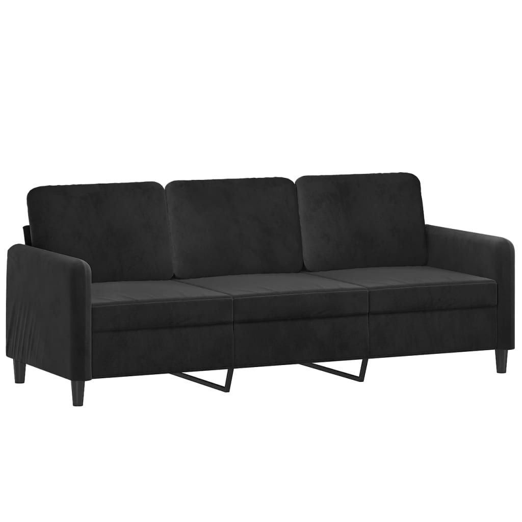 NNEVL 3 Piece Sofa Set Black Velvet