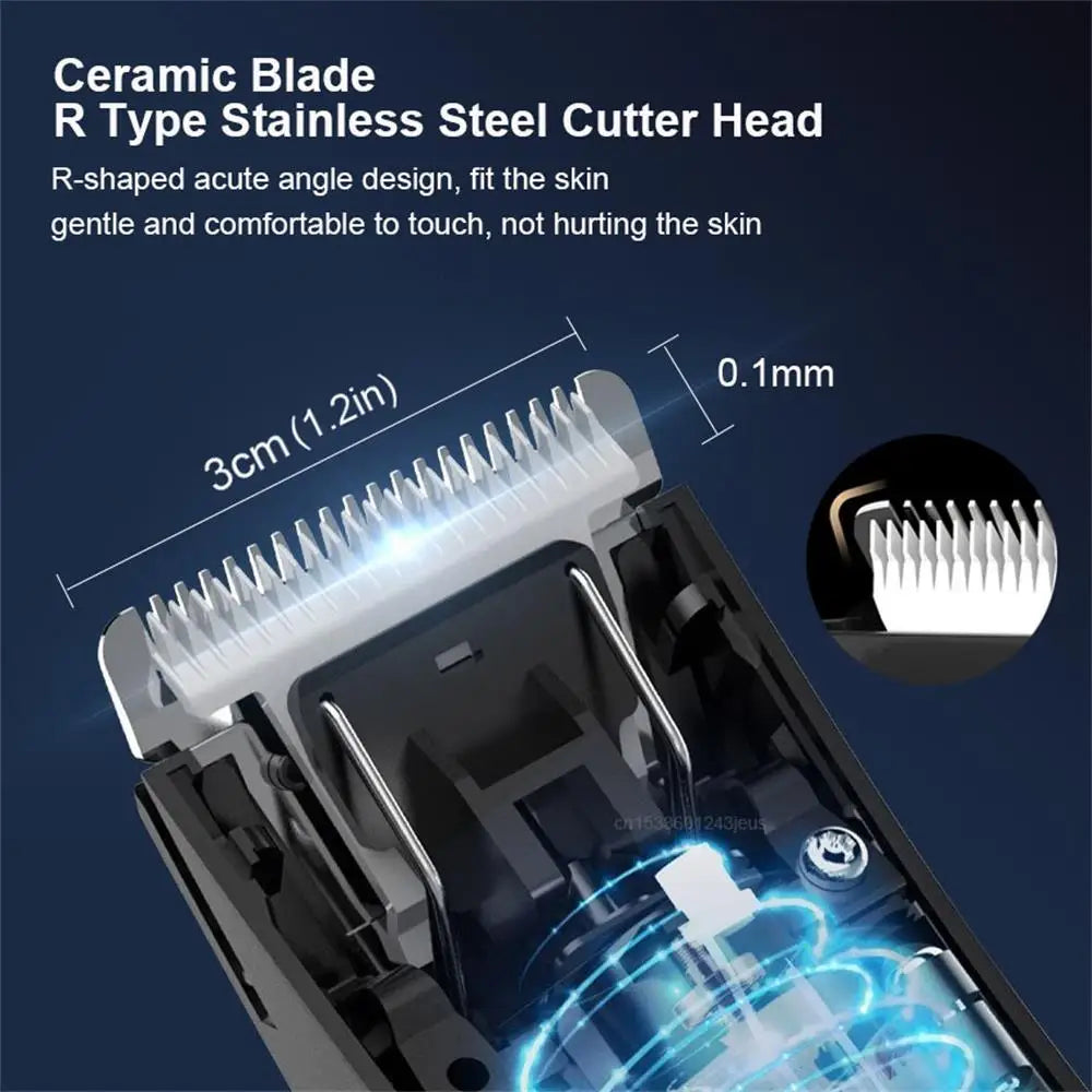 NNEOBA Mens Rechargeable Body Hair Trimmer with 2 Heads & LED Light Black