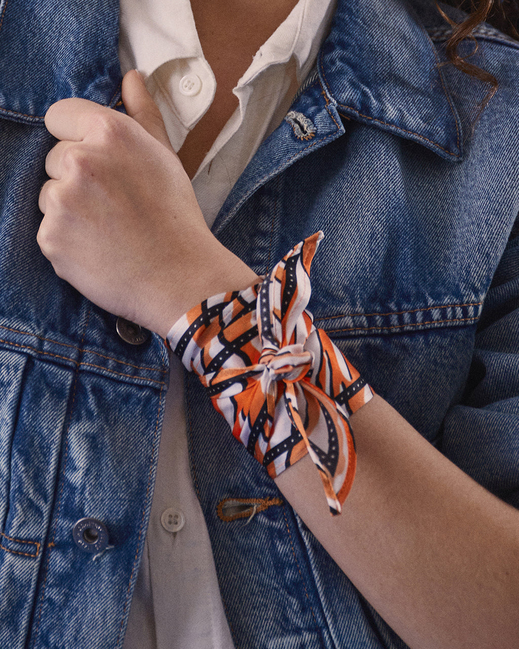 Wild Tiger Silk Neck Scarf Orange